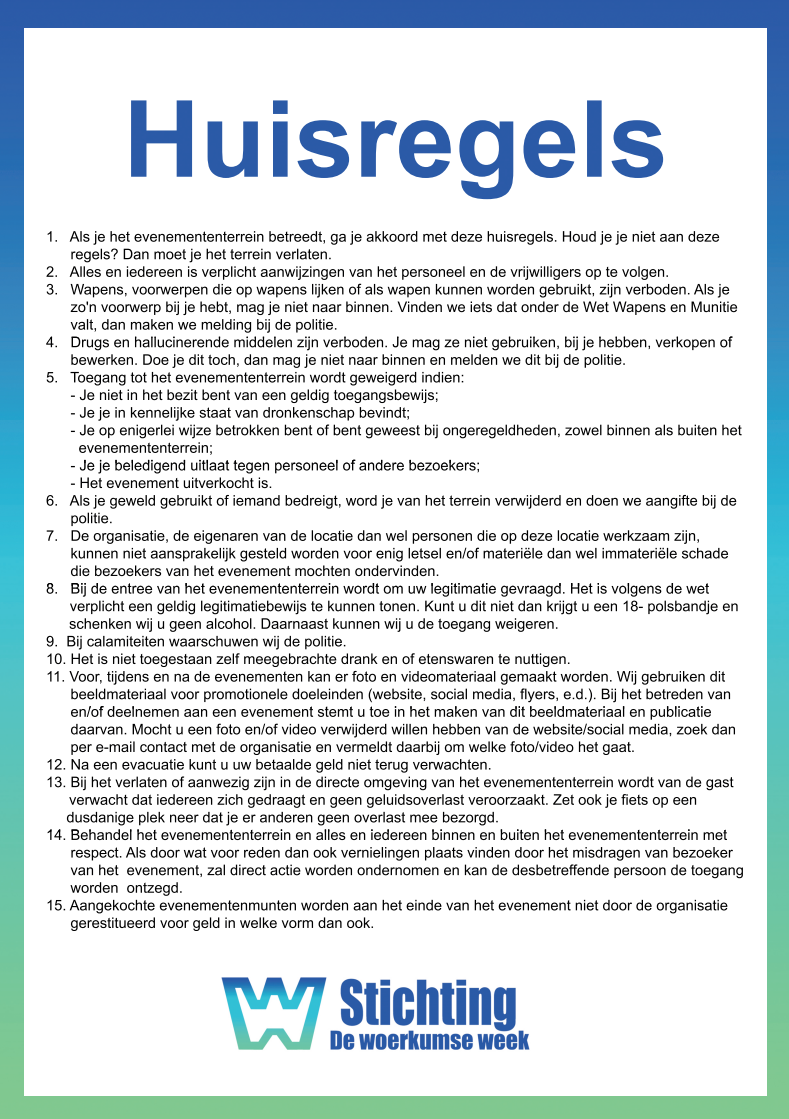 Huisregels Woerkumse Week